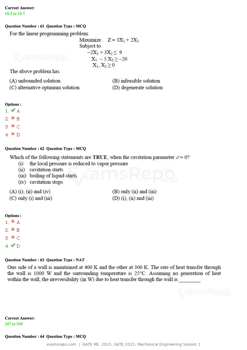 GATE ME 2015 question paper, GATE 2015, Mechanical Engineering Session 1, page 69 of 70