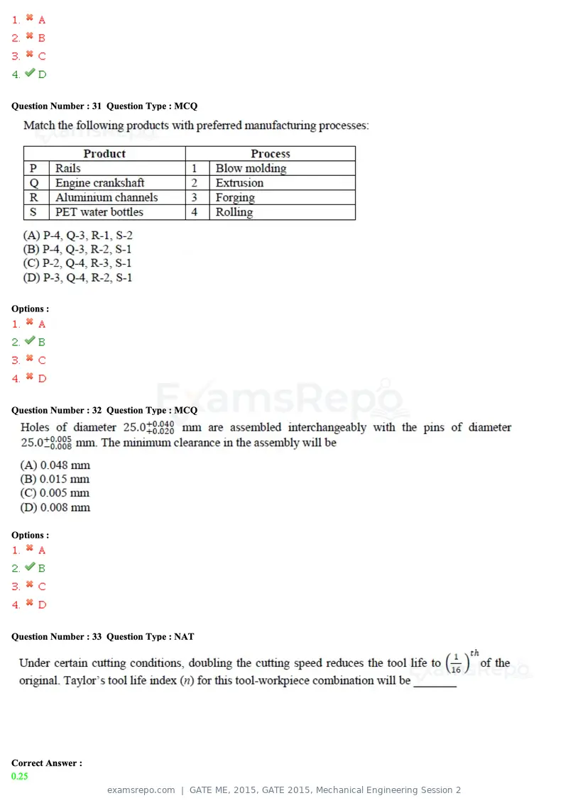 GATE ME 2015 question paper, GATE 2015, Mechanical Engineering Session 2, page 13 of 70