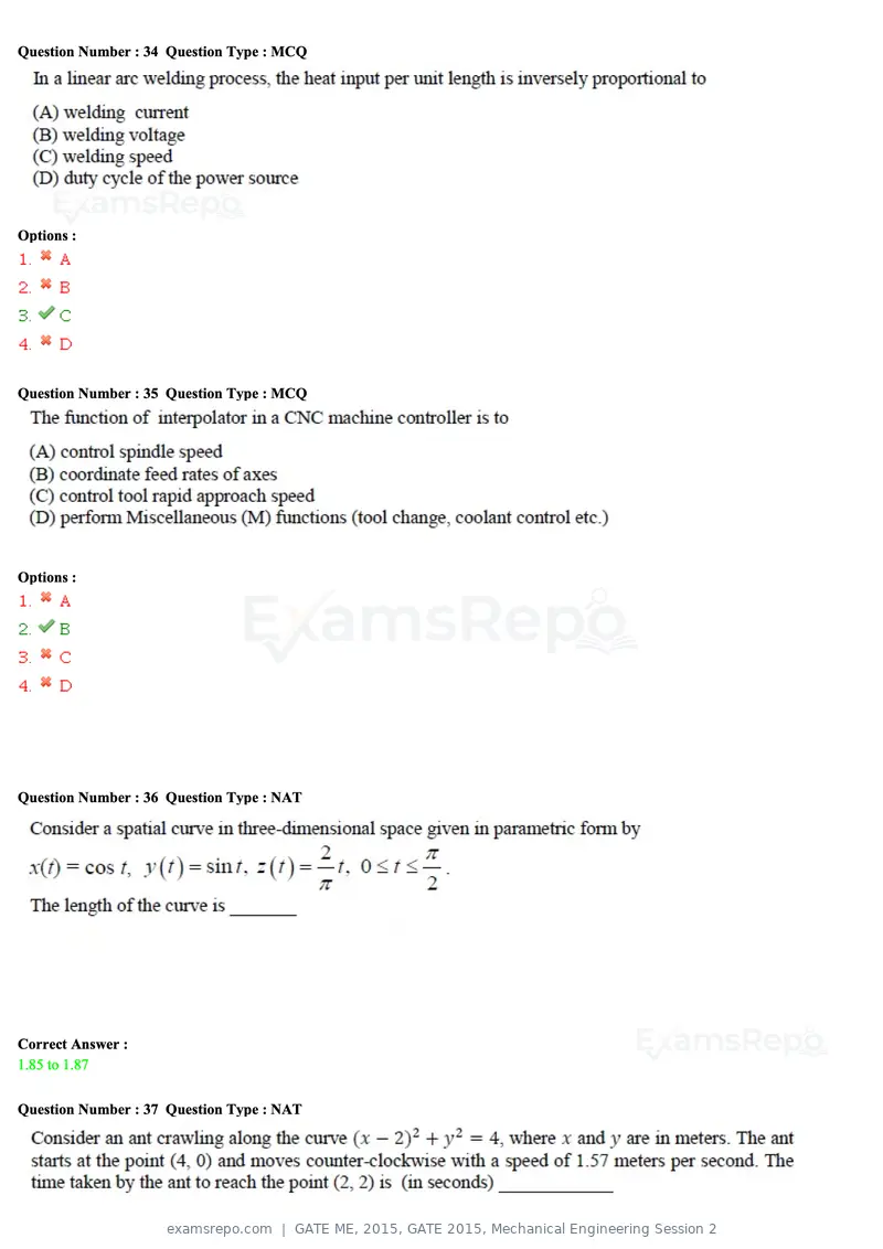 GATE ME 2015 question paper, GATE 2015, Mechanical Engineering Session 2, page 14 of 70