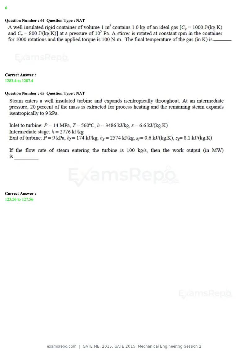 GATE ME 2015 question paper, GATE 2015, Mechanical Engineering Session 2, page 25 of 70