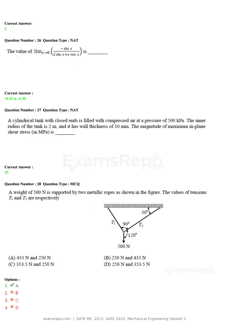 GATE ME 2015 question paper, GATE 2015, Mechanical Engineering Session 2, page 57 of 70