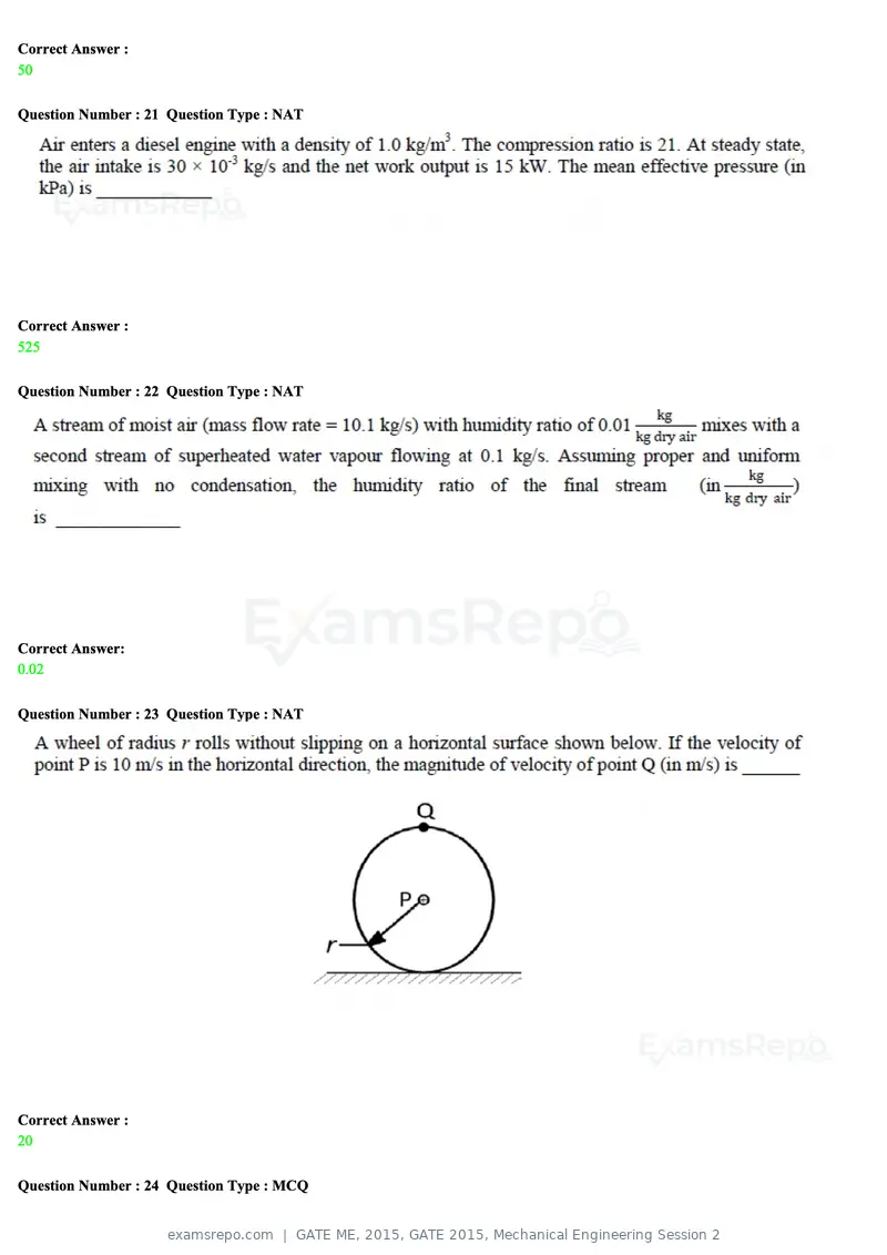 GATE ME 2015 question paper, GATE 2015, Mechanical Engineering Session 2, page 9 of 70