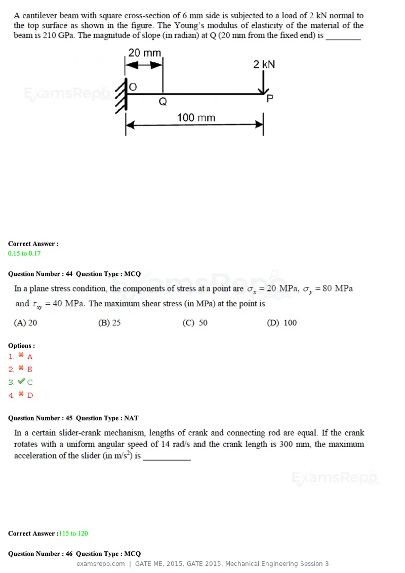 GATE ME 2015 question paper, GATE 2015, Mechanical Engineering Session 3, page 40 of 70