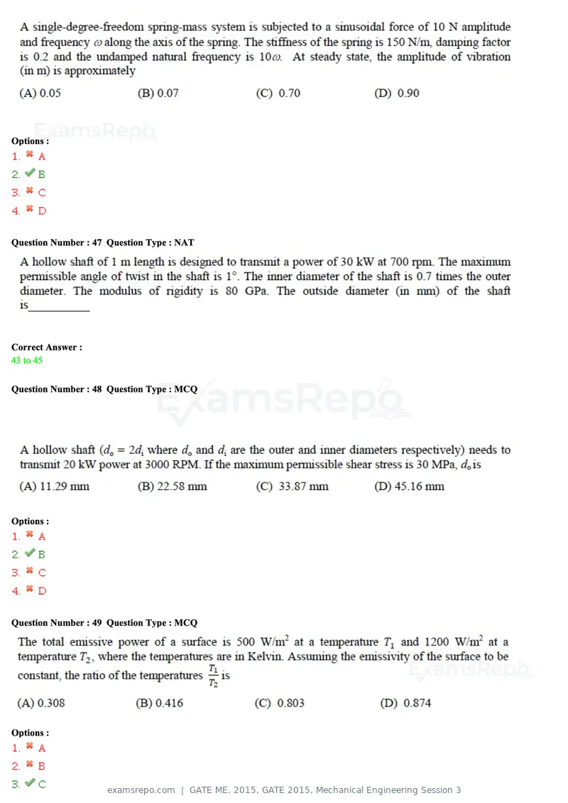 GATE ME 2015 question paper, GATE 2015, Mechanical Engineering Session 3, page 41 of 70