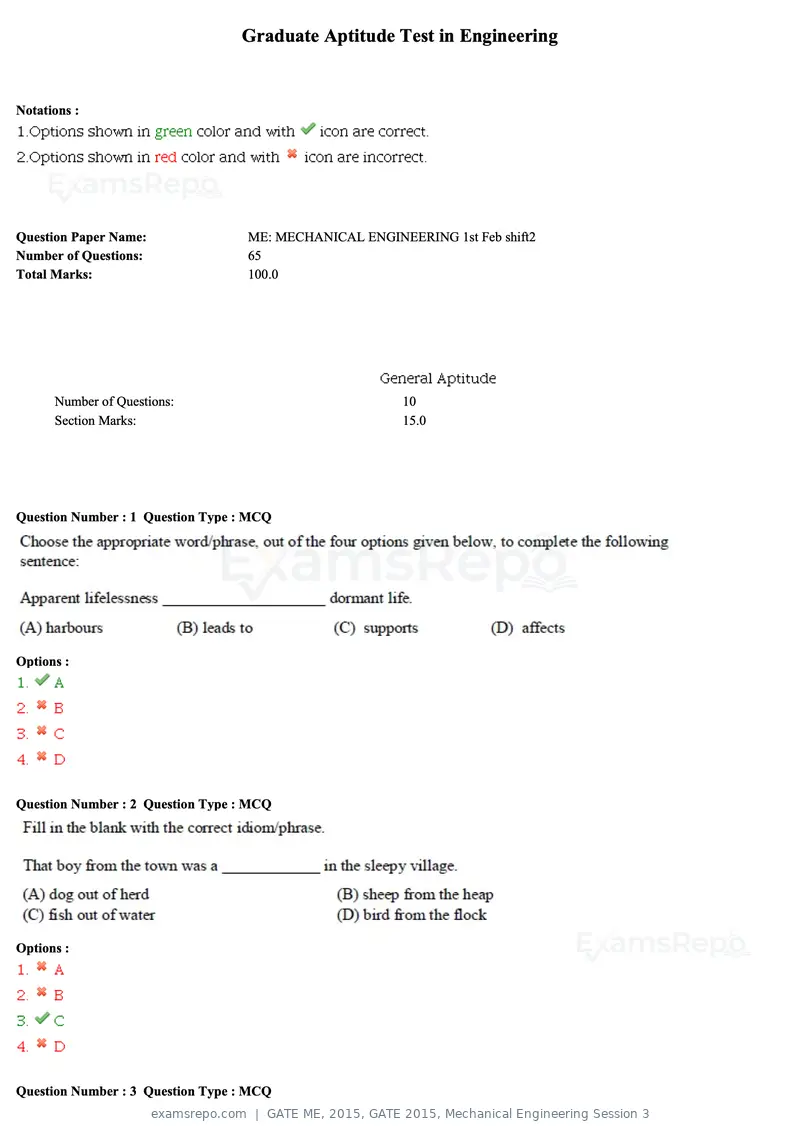 GATE ME 2015 question paper, GATE 2015, Mechanical Engineering Session 3, page 48 of 70