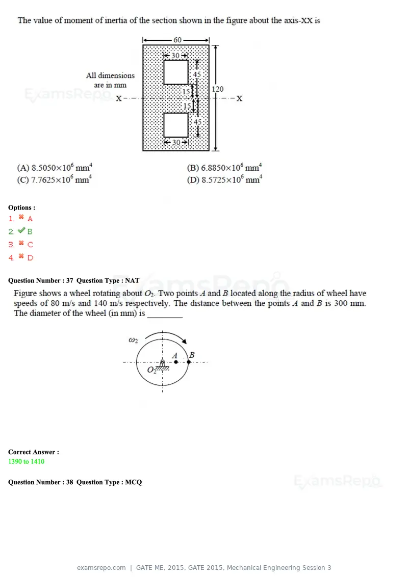 GATE ME 2015 question paper, GATE 2015, Mechanical Engineering Session 3, page 61 of 70