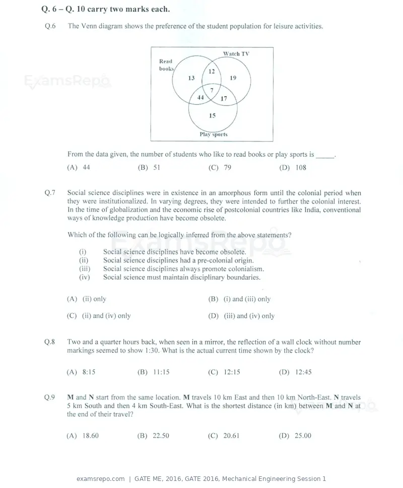 GATE ME 2016 question paper, GATE 2016, Mechanical Engineering Session 1, page 36 of 52