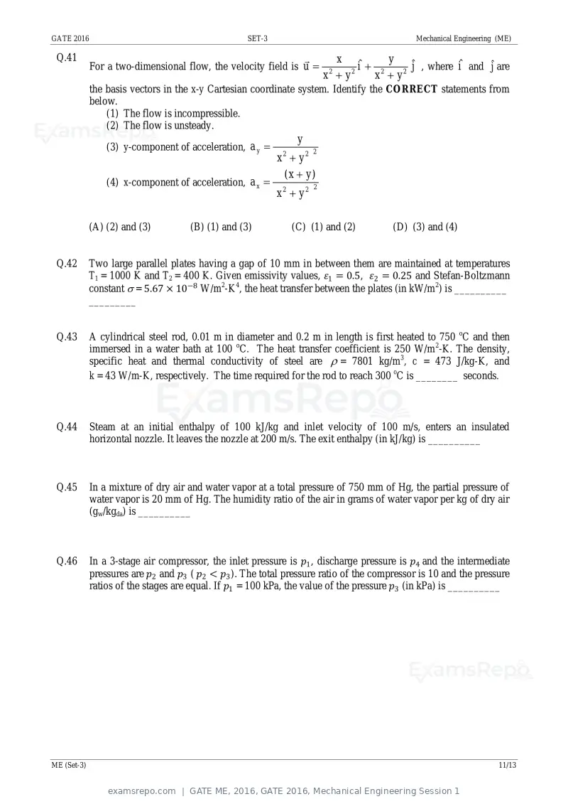 GATE ME 2016 question paper, GATE 2016, Mechanical Engineering Session 1, page 48 of 52