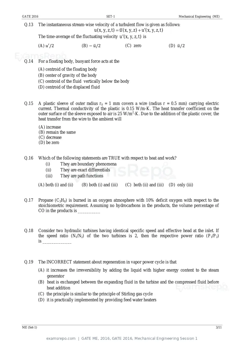 GATE ME 2016 question paper, GATE 2016, Mechanical Engineering Session 1, page 5 of 52