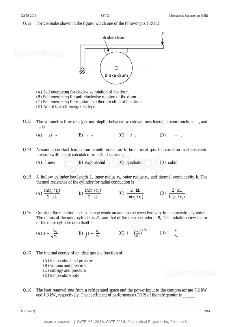 GATE ME 2016 question paper, GATE 2016, Mechanical Engineering Session 2, page 21 of 52