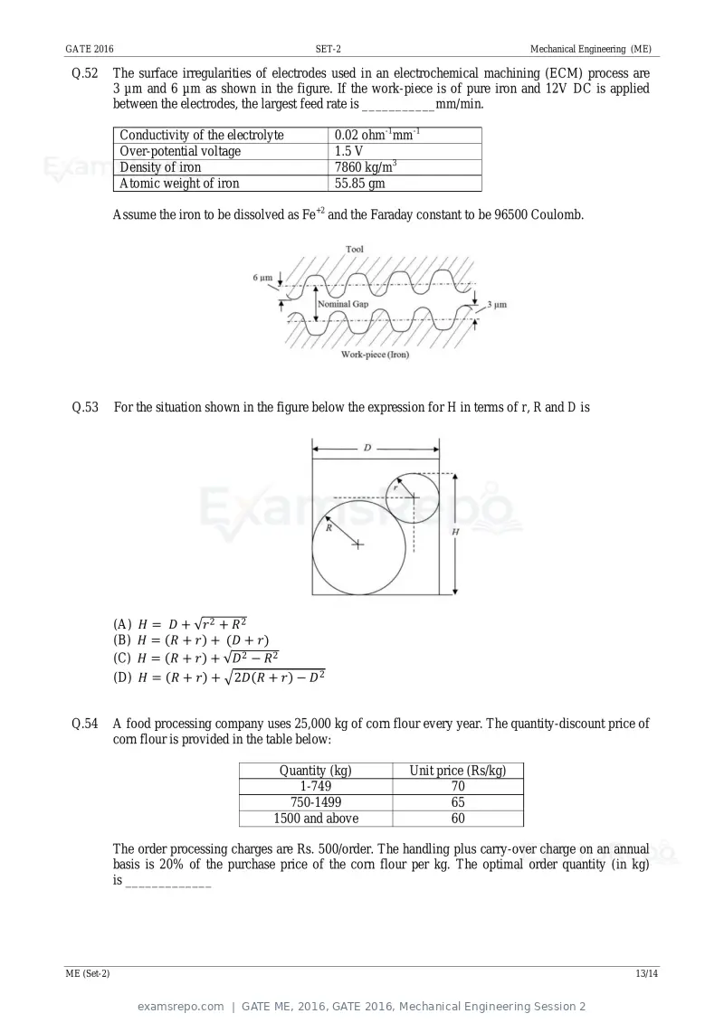 GATE ME 2016 question paper, GATE 2016, Mechanical Engineering Session 2, page 31 of 52
