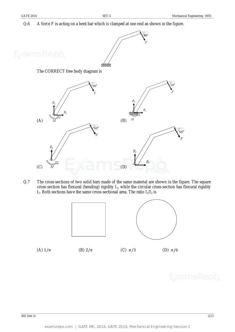 GATE ME 2016 question paper, GATE 2016, Mechanical Engineering Session 2, page 39 of 52