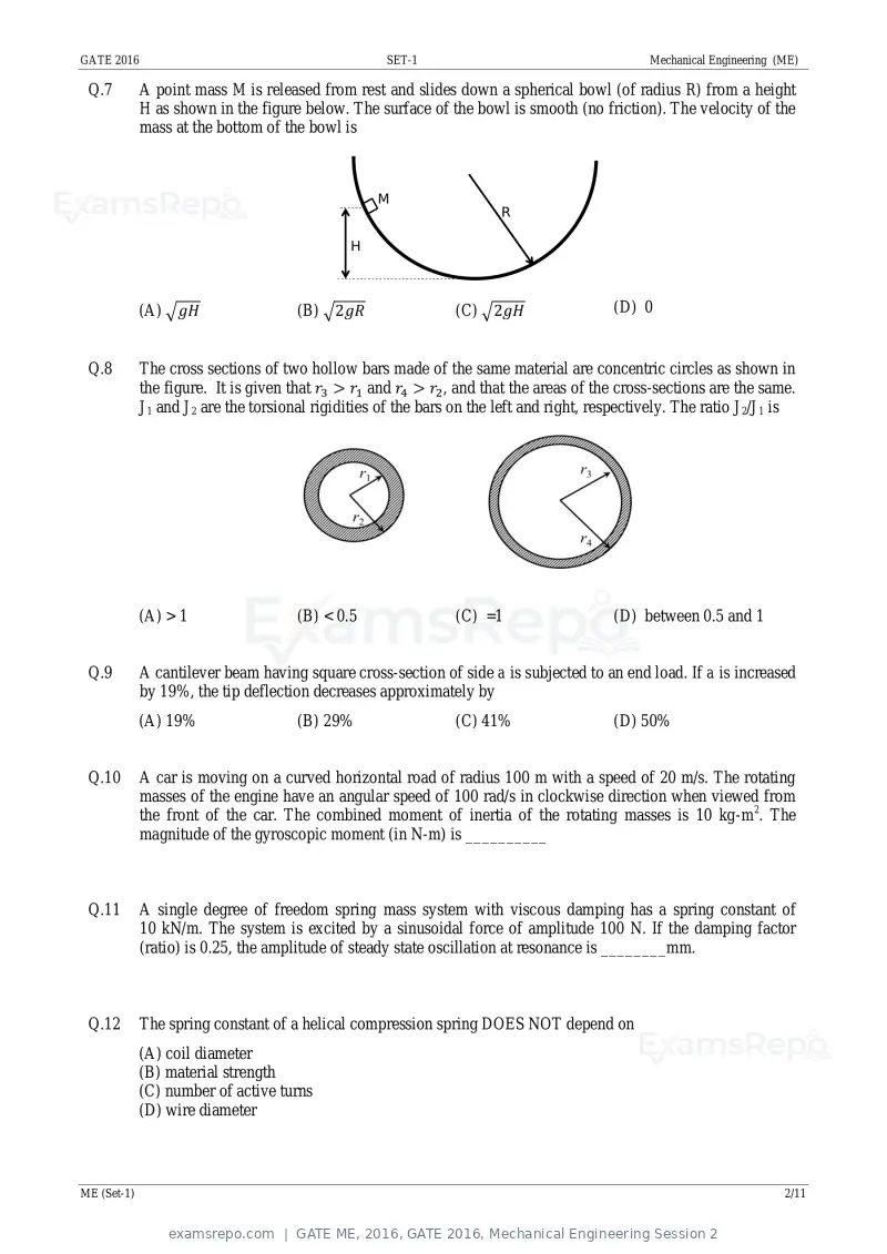 GATE ME 2016 question paper, GATE 2016, Mechanical Engineering Session 2, page 4 of 52