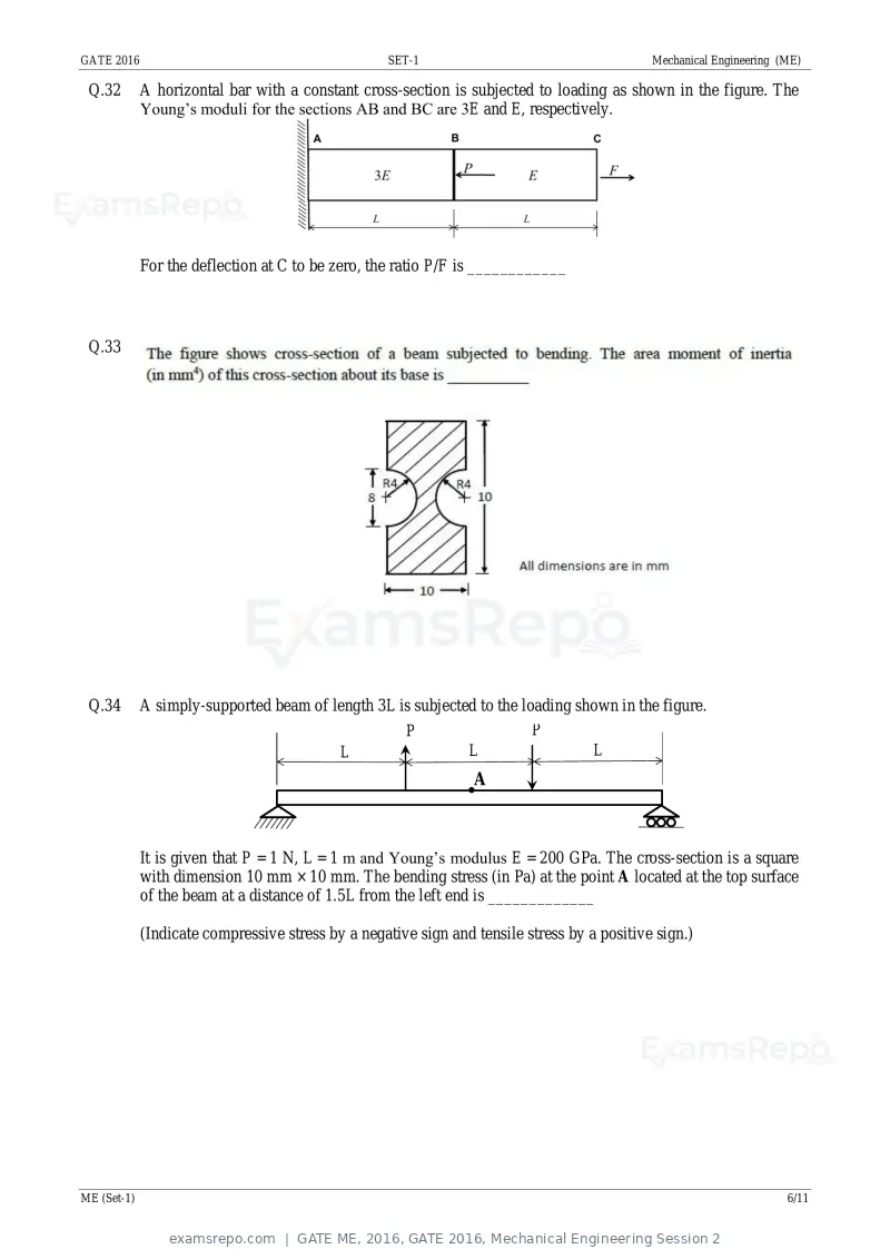 GATE ME 2016 question paper, GATE 2016, Mechanical Engineering Session 2, page 8 of 52