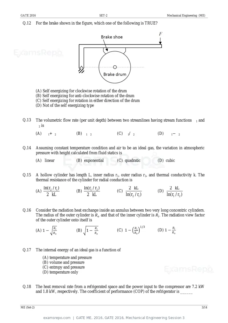GATE ME 2016 question paper, GATE 2016, Mechanical Engineering Session 3, page 21 of 52