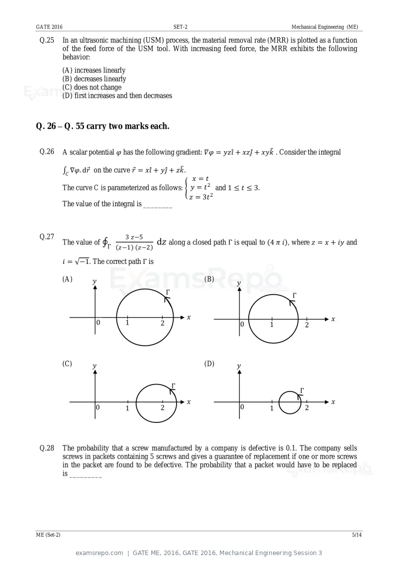 GATE ME 2016 question paper, GATE 2016, Mechanical Engineering Session 3, page 23 of 52