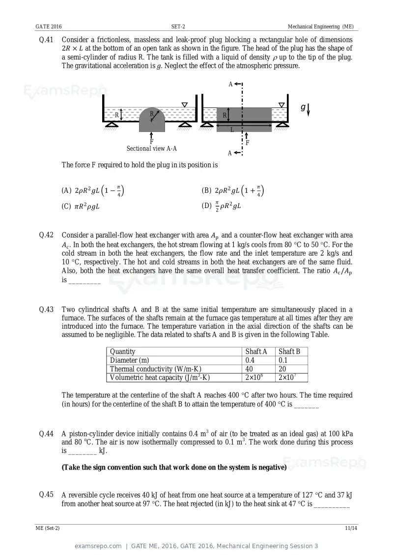 GATE ME 2016 question paper, GATE 2016, Mechanical Engineering Session 3, page 29 of 52