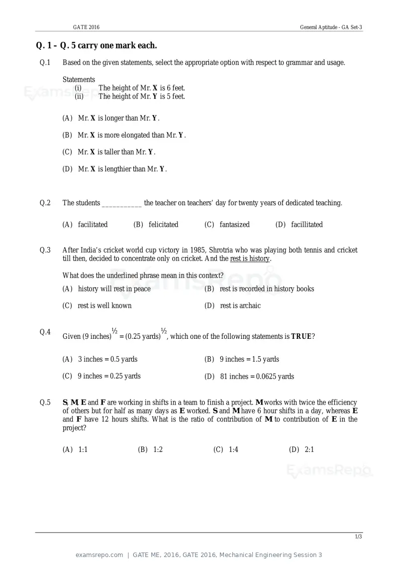 GATE ME 2016 question paper, GATE 2016, Mechanical Engineering Session 3, page 35 of 52