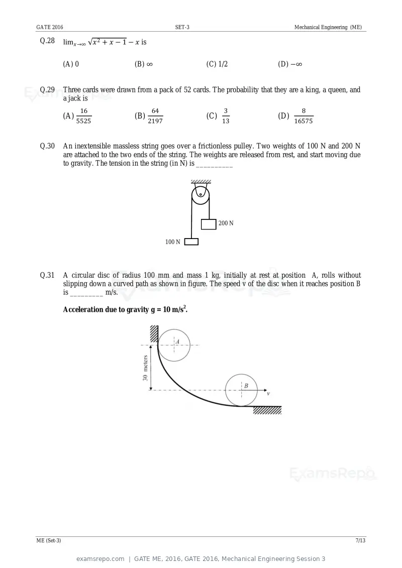 GATE ME 2016 question paper, GATE 2016, Mechanical Engineering Session 3, page 44 of 52