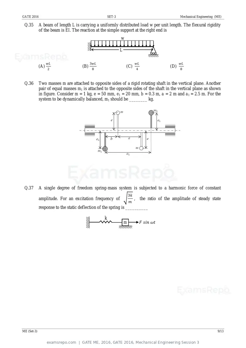 GATE ME 2016 question paper, GATE 2016, Mechanical Engineering Session 3, page 46 of 52