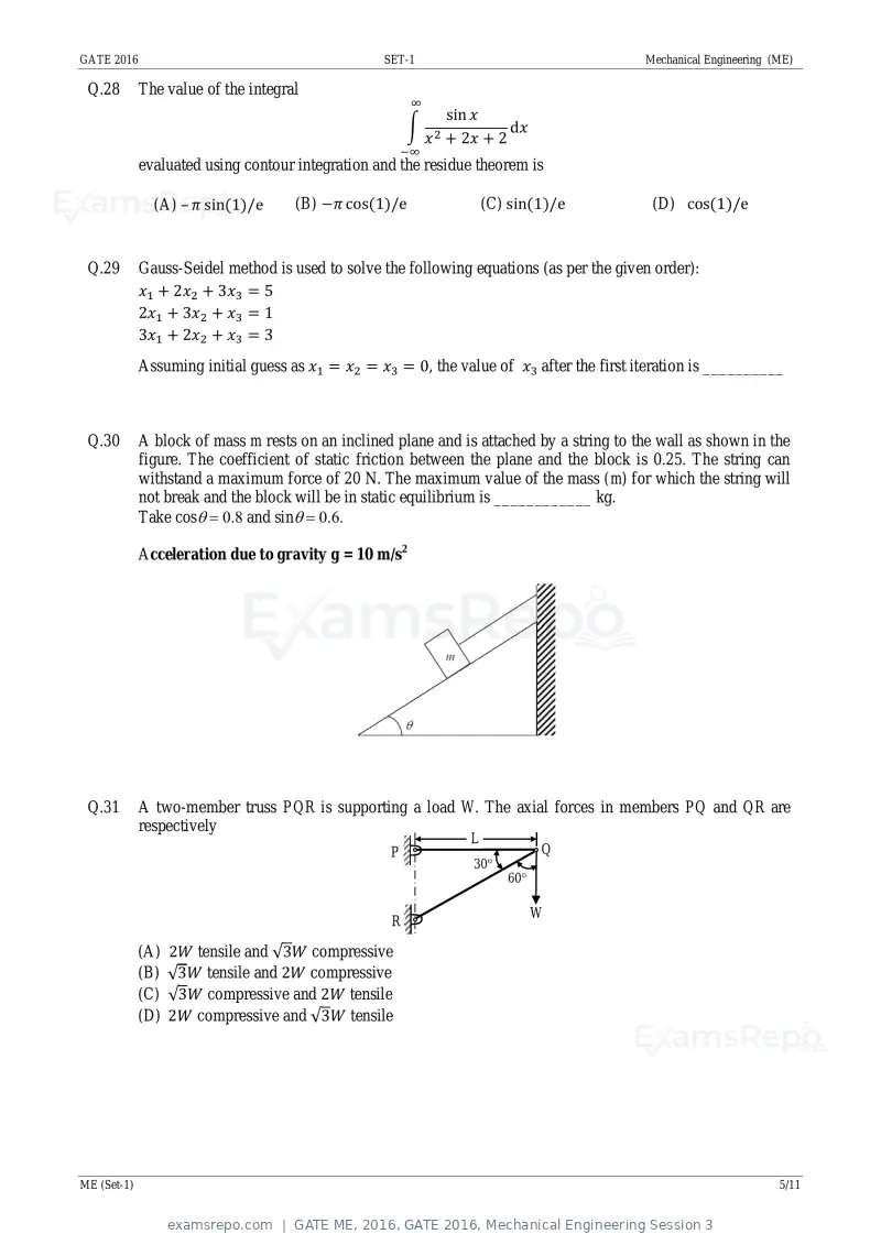 GATE ME 2016 question paper, GATE 2016, Mechanical Engineering Session 3, page 7 of 52