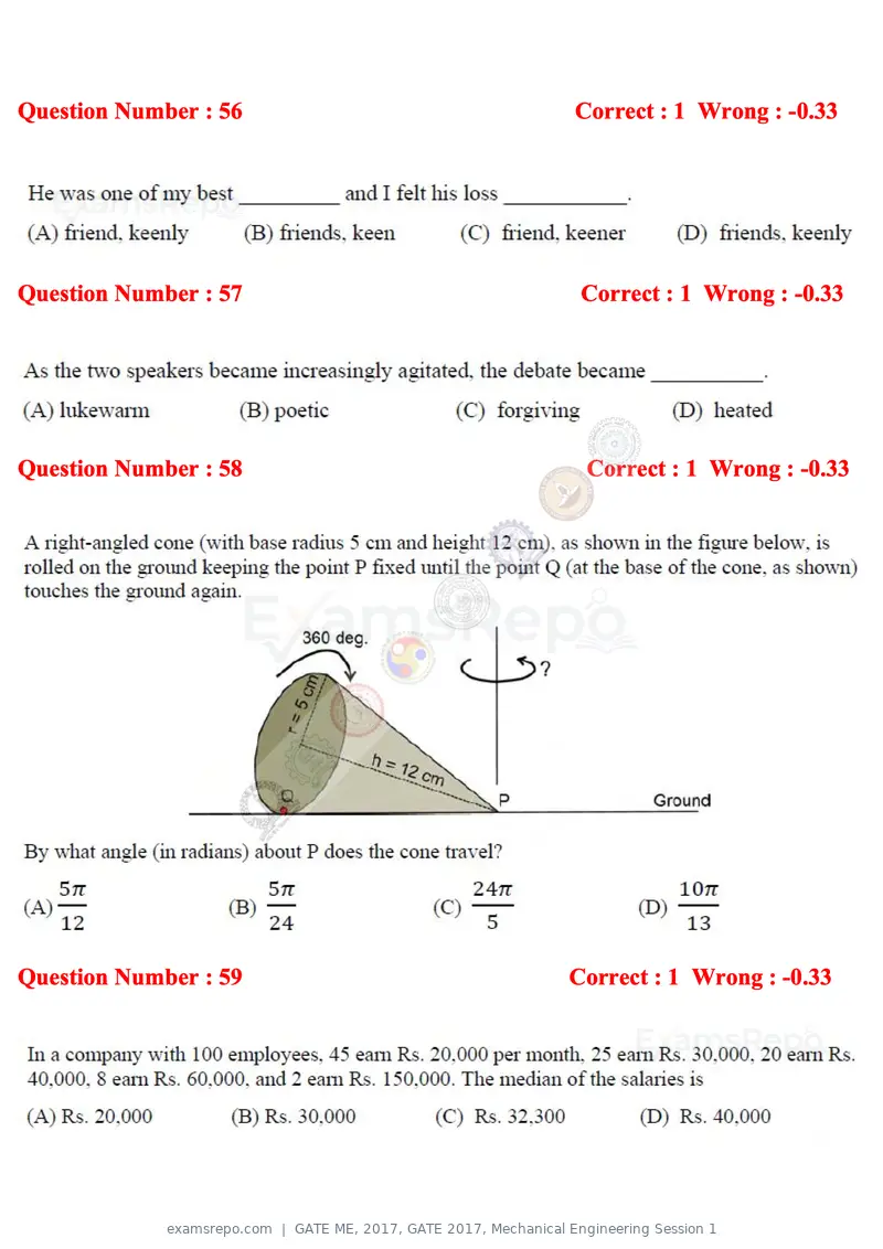 GATE ME 2017 question paper, GATE 2017, Mechanical Engineering Session 1, page 17 of 21