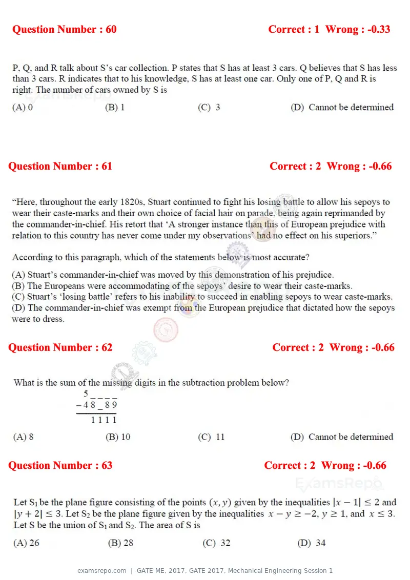 GATE ME 2017 question paper, GATE 2017, Mechanical Engineering Session 1, page 18 of 21