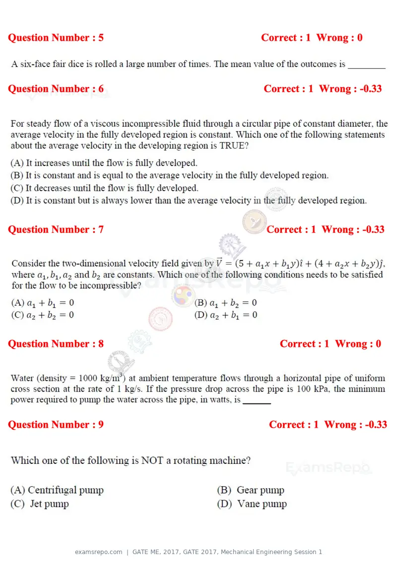 GATE ME 2017 question paper, GATE 2017, Mechanical Engineering Session 1, page 3 of 21