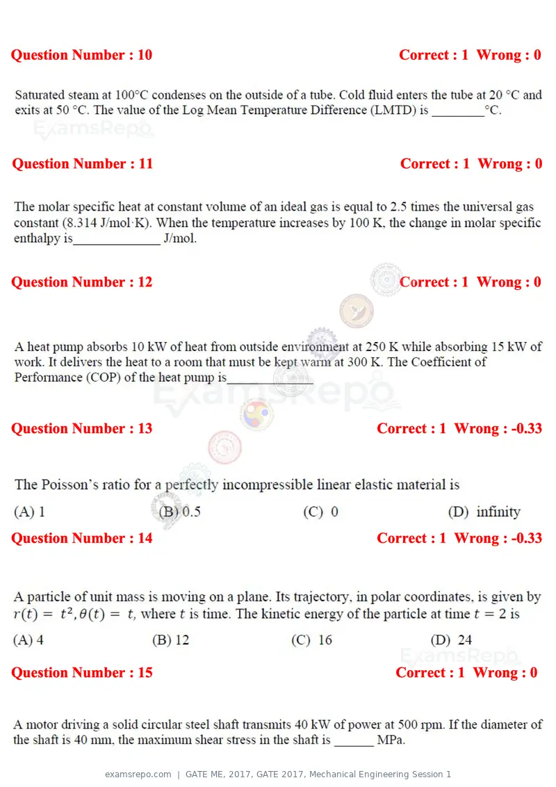GATE ME 2017 question paper, GATE 2017, Mechanical Engineering Session 1, page 4 of 21