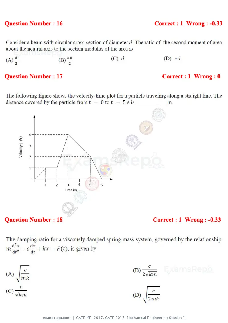GATE ME 2017 question paper, GATE 2017, Mechanical Engineering Session 1, page 5 of 21