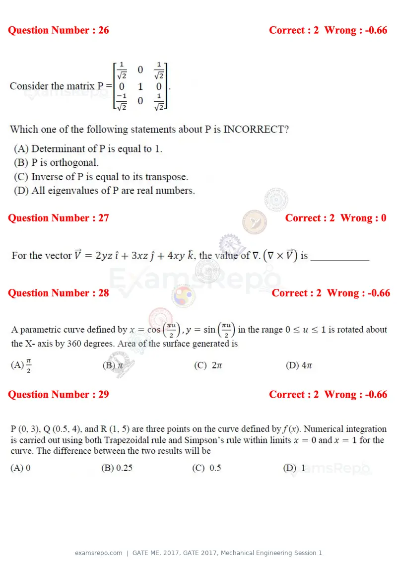 GATE ME 2017 question paper, GATE 2017, Mechanical Engineering Session 1, page 8 of 21