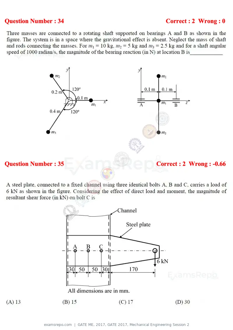 GATE ME 2017 question paper, GATE 2017, Mechanical Engineering Session 2, page 10 of 21
