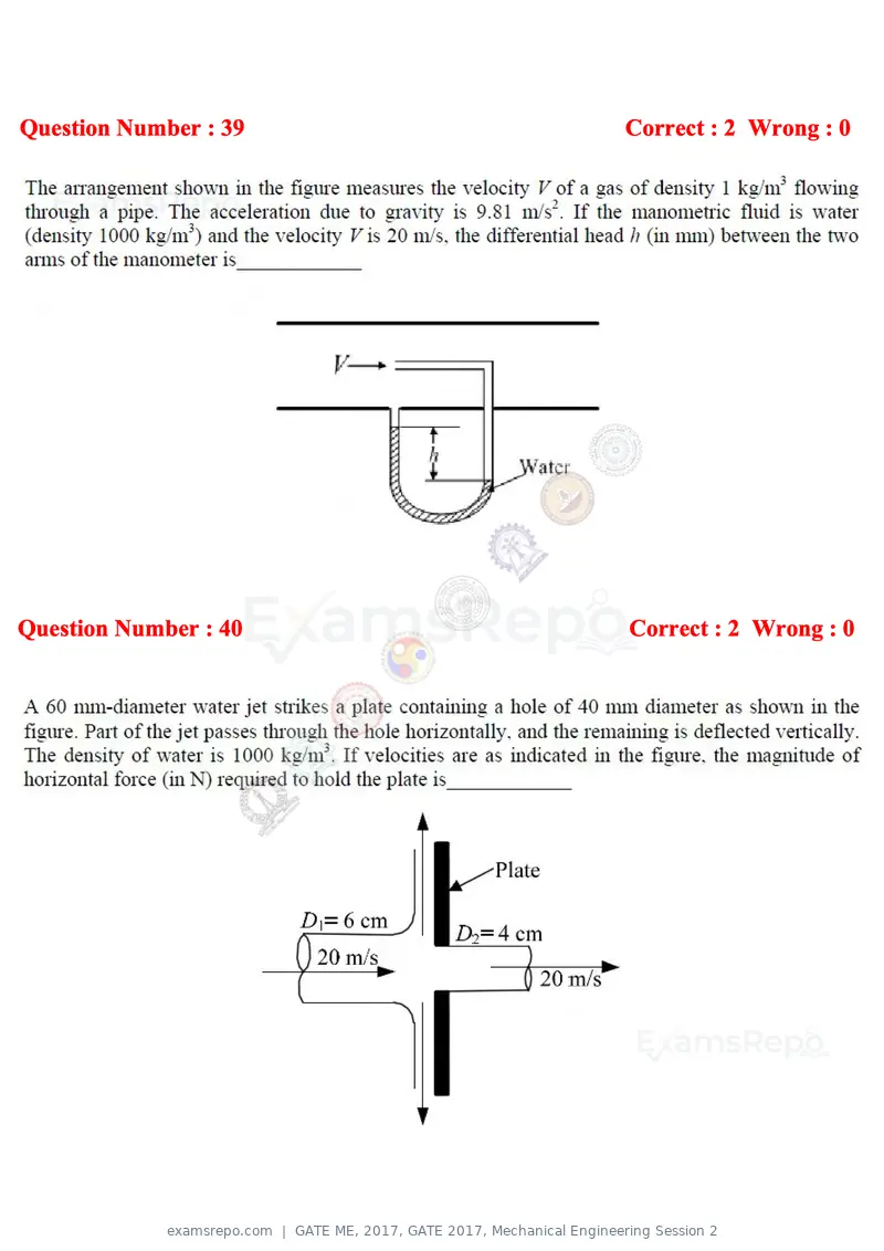 GATE ME 2017 question paper, GATE 2017, Mechanical Engineering Session 2, page 12 of 21