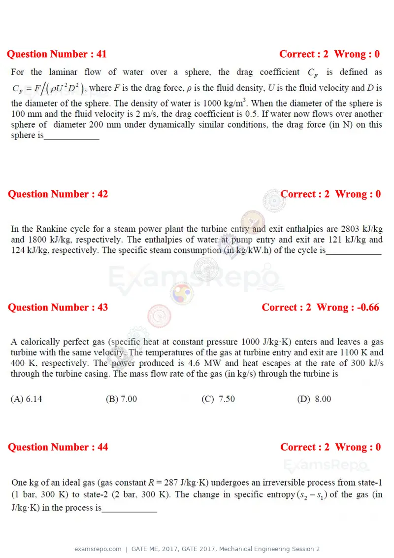 GATE ME 2017 question paper, GATE 2017, Mechanical Engineering Session 2, page 13 of 21