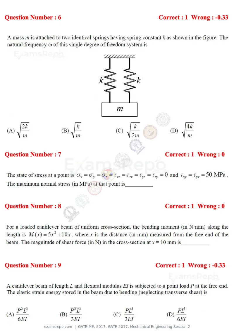 GATE ME 2017 question paper, GATE 2017, Mechanical Engineering Session 2, page 3 of 21