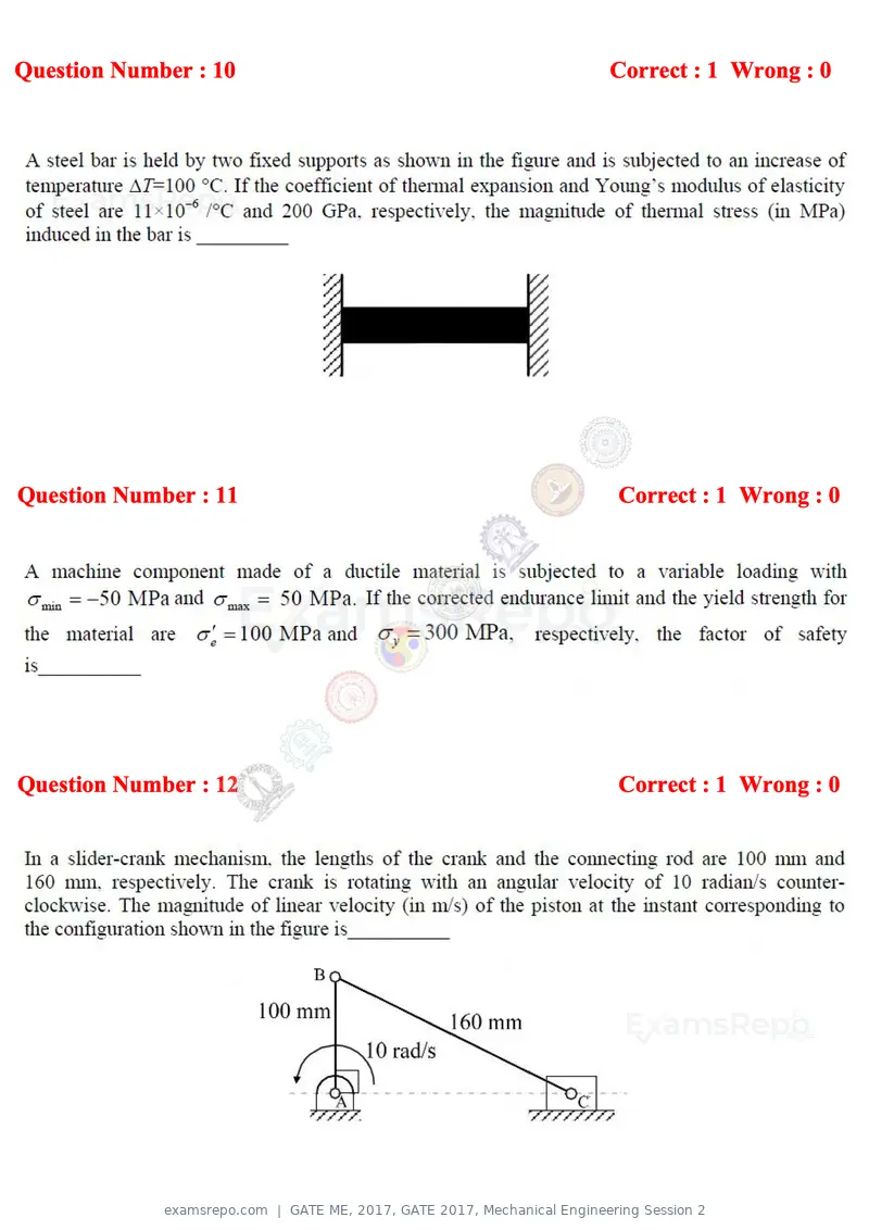 GATE ME 2017 question paper, GATE 2017, Mechanical Engineering Session 2, page 4 of 21
