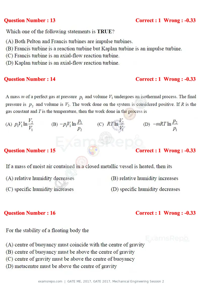 GATE ME 2017 question paper, GATE 2017, Mechanical Engineering Session 2, page 5 of 21