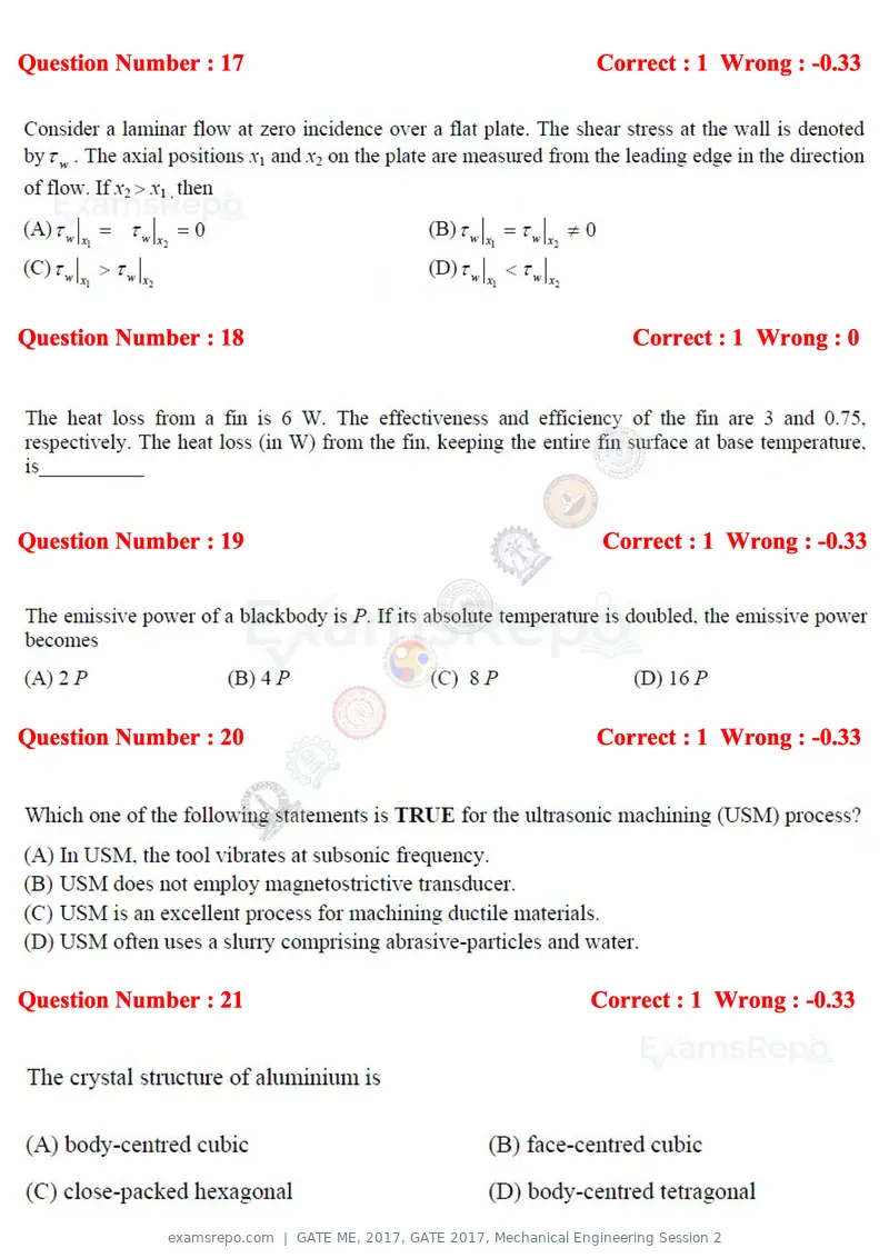 GATE ME 2017 question paper, GATE 2017, Mechanical Engineering Session 2, page 6 of 21