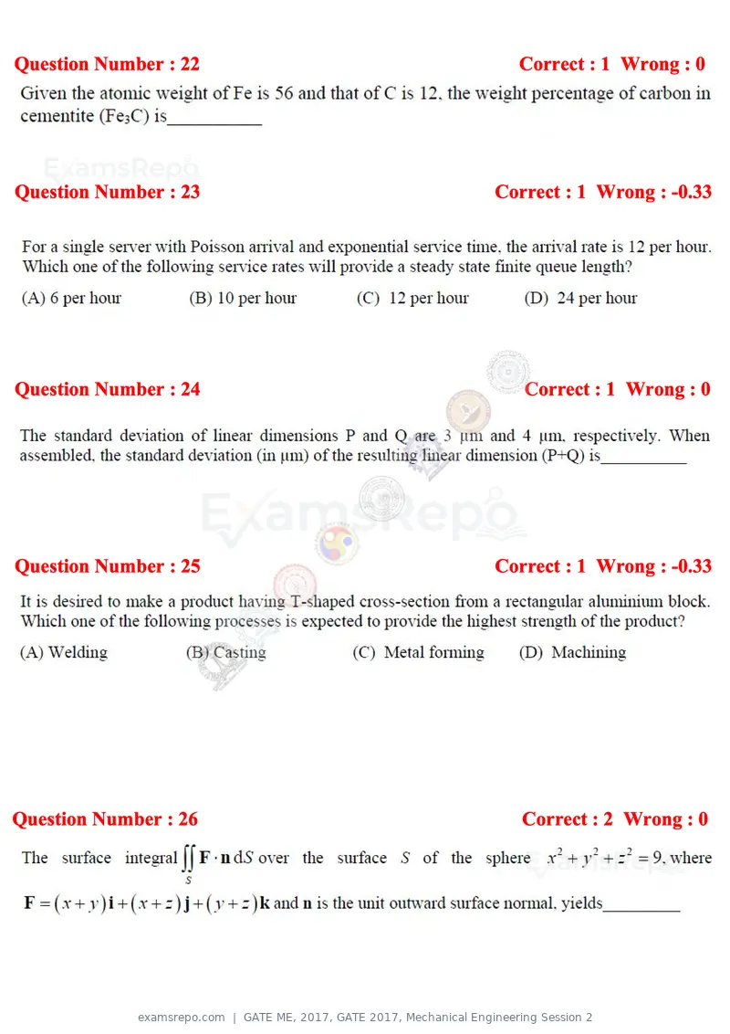 GATE ME 2017 question paper, GATE 2017, Mechanical Engineering Session 2, page 7 of 21