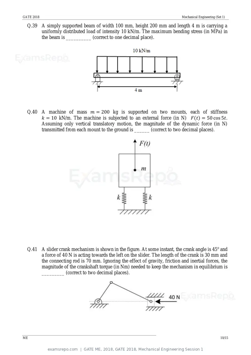 GATE ME 2018 question paper, GATE 2018, Mechanical Engineering Session 1, page 12 of 20
