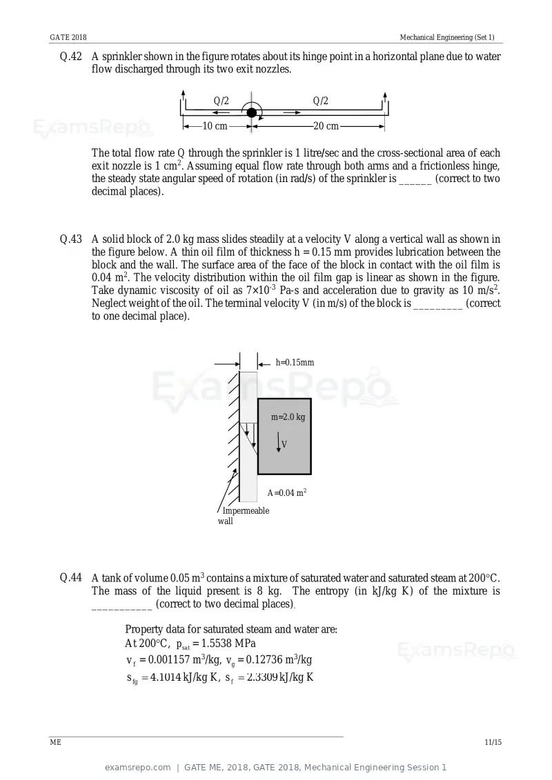 GATE ME 2018 question paper, GATE 2018, Mechanical Engineering Session 1, page 13 of 20