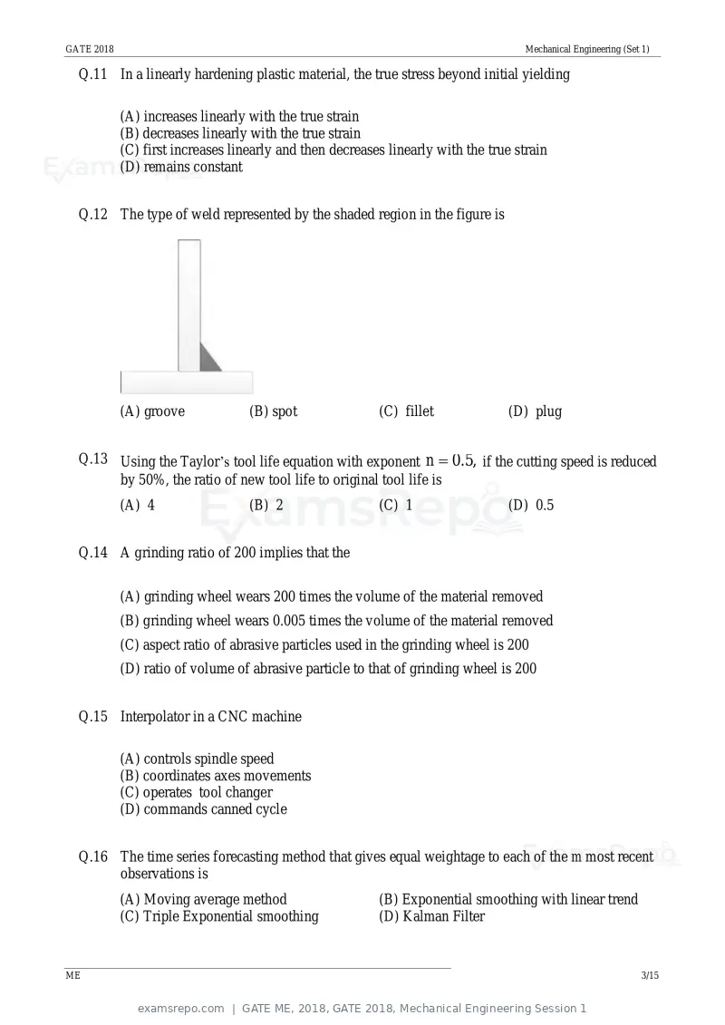 GATE ME 2018 question paper, GATE 2018, Mechanical Engineering Session 1, page 5 of 20