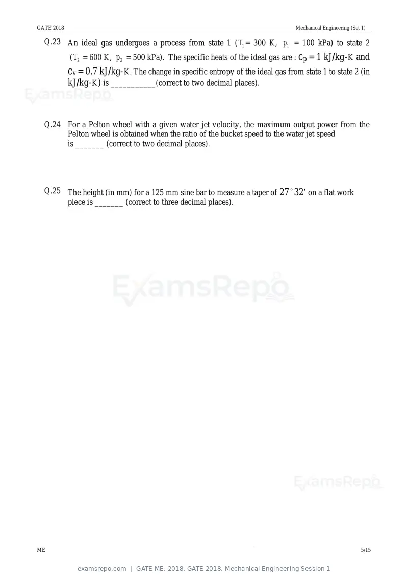GATE ME 2018 question paper, GATE 2018, Mechanical Engineering Session 1, page 7 of 20