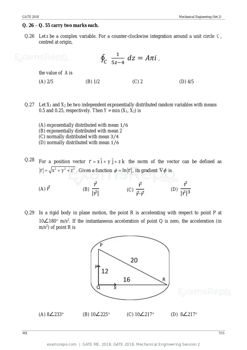 GATE ME 2018 question paper, GATE 2018, Mechanical Engineering Session 2, page 10 of 21