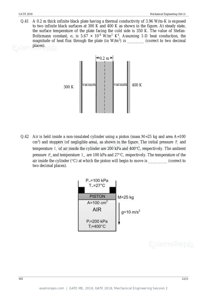GATE ME 2018 question paper, GATE 2018, Mechanical Engineering Session 2, page 15 of 21