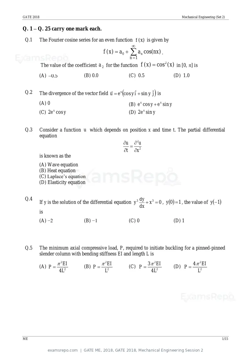 GATE ME 2018 question paper, GATE 2018, Mechanical Engineering Session 2, page 4 of 21