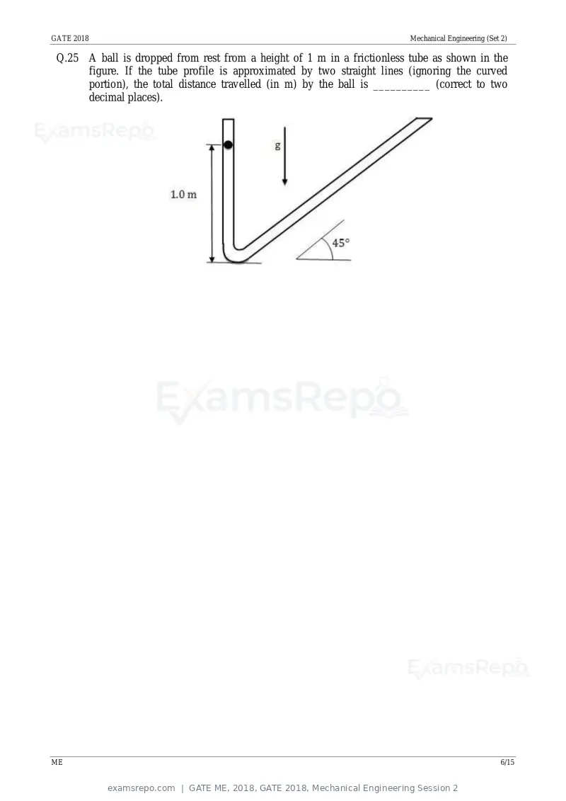 GATE ME 2018 question paper, GATE 2018, Mechanical Engineering Session 2, page 9 of 21