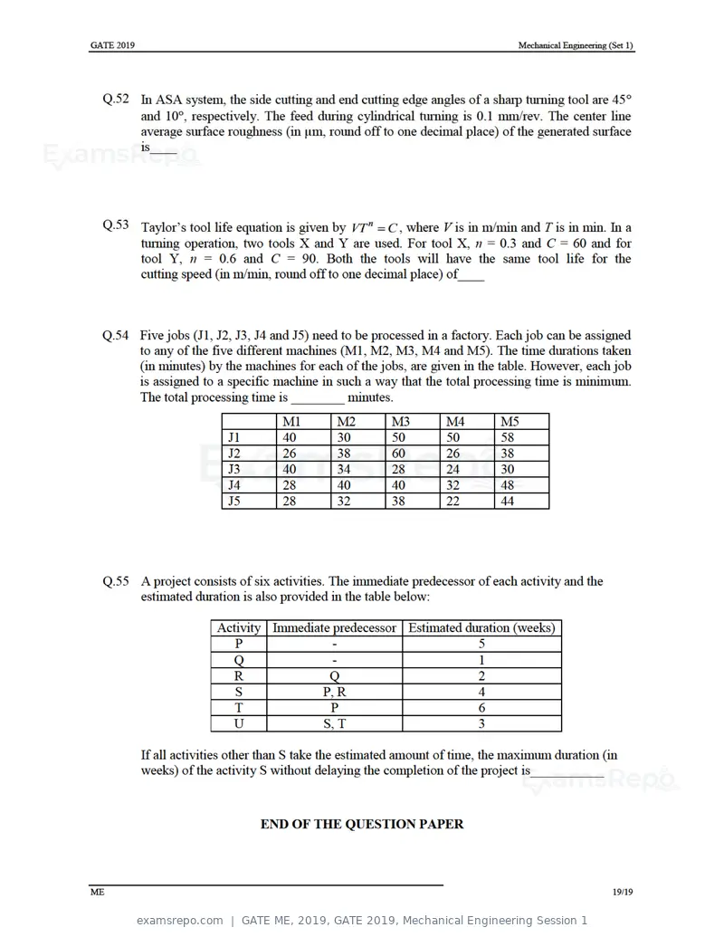 GATE ME 2019 question paper, GATE 2019, Mechanical Engineering Session 1, page 23 of 52