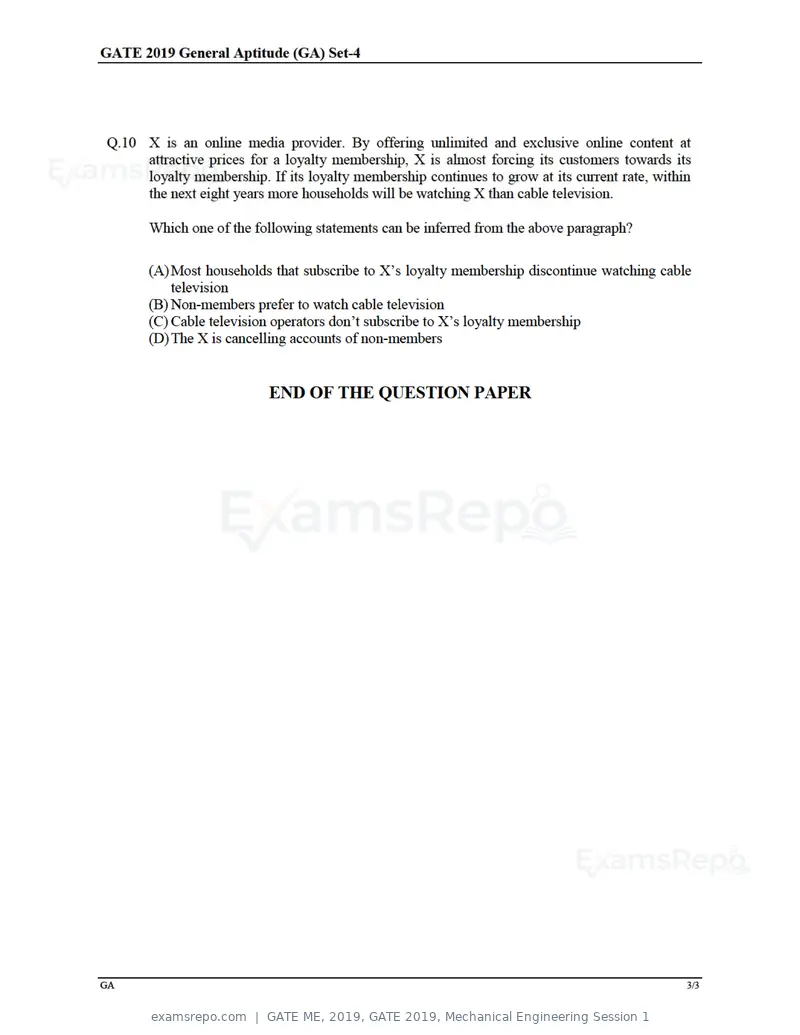 GATE ME 2019 question paper, GATE 2019, Mechanical Engineering Session 1, page 30 of 52