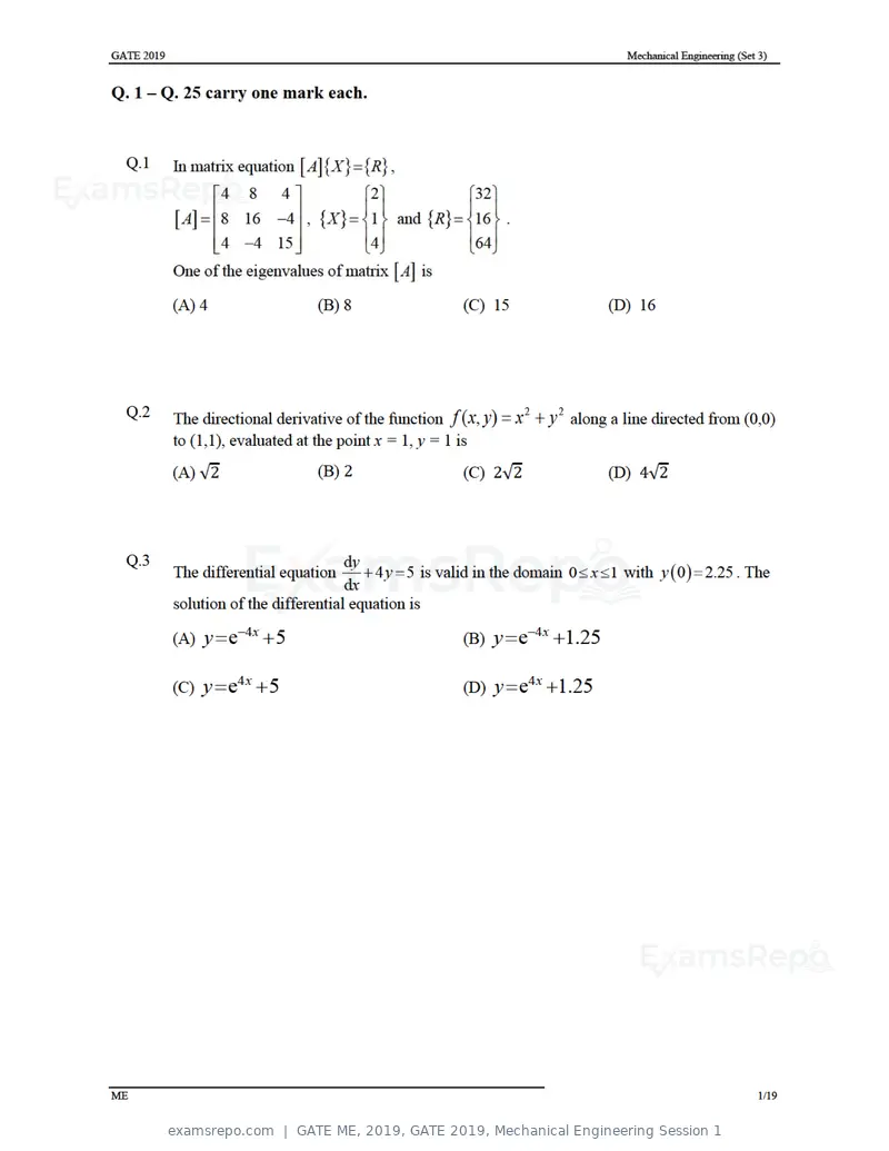 GATE ME 2019 question paper, GATE 2019, Mechanical Engineering Session 1, page 31 of 52